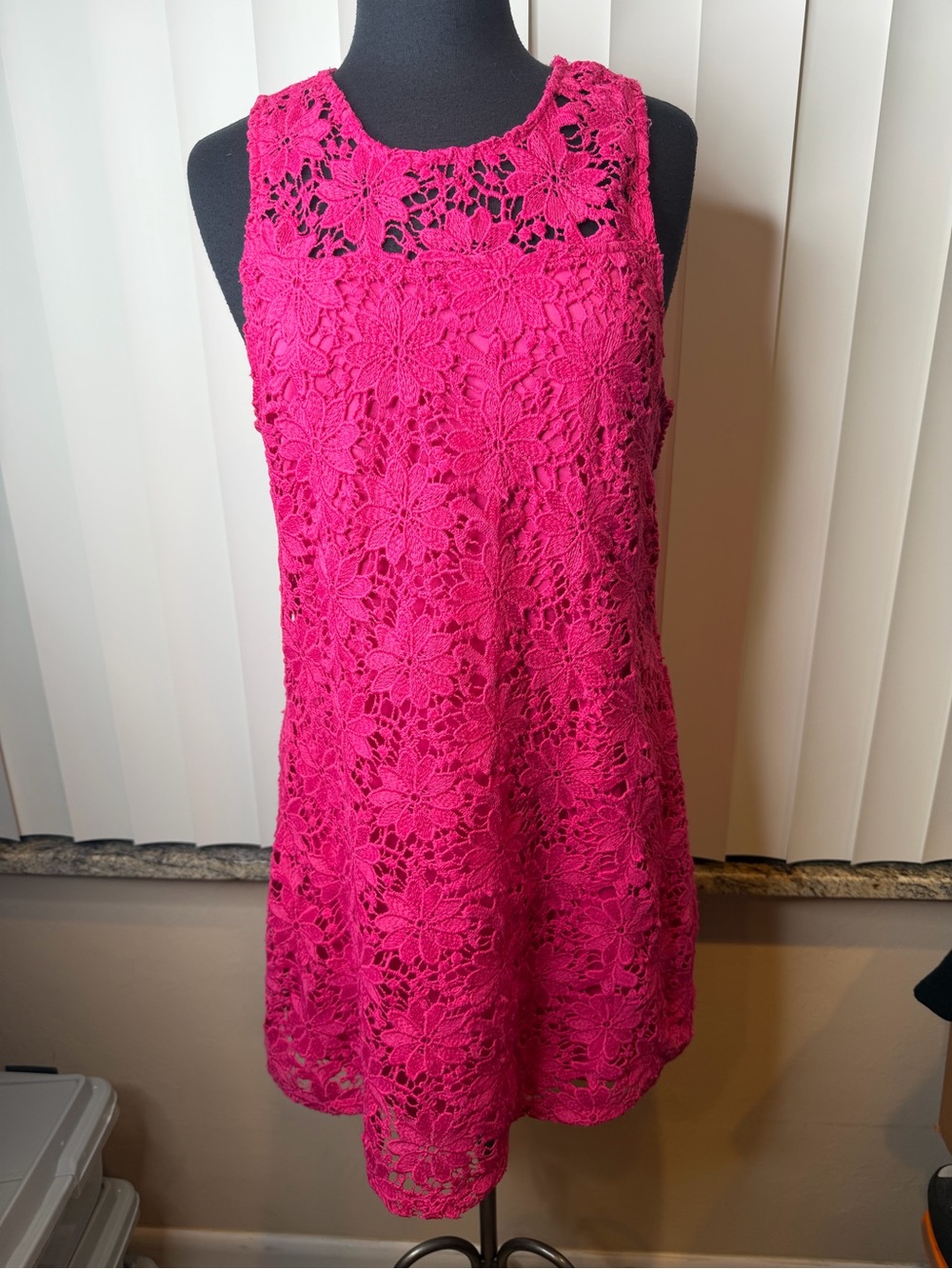 Decree Fuchsia Floral Lace Crochet Sleeveless Lined Dress Size XL